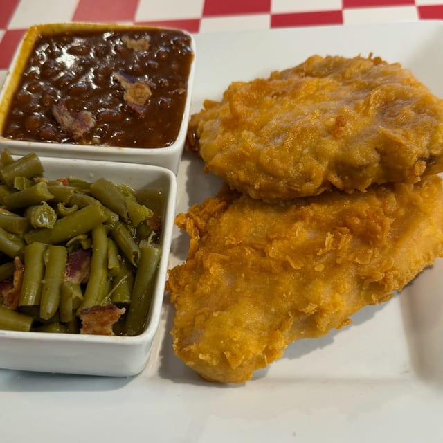 Two Fried Pork Chops (No Bones About It).