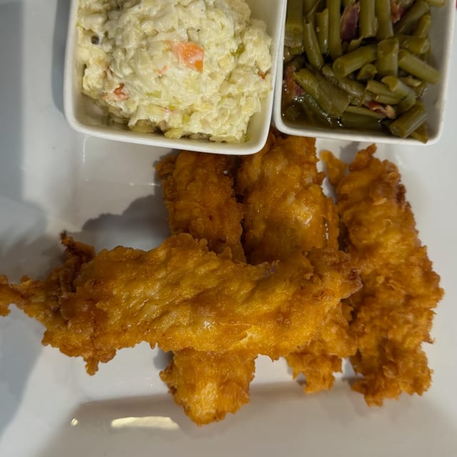 Hand Breaded Chicken Tenders.