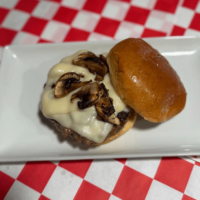Mushroom Swiss Burger.
