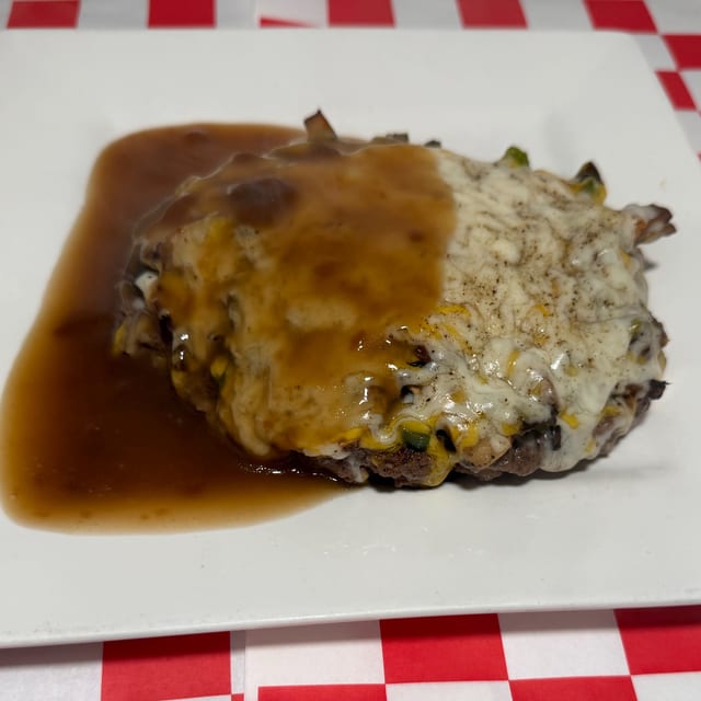 One Pounder Amish Hamburger Steak.