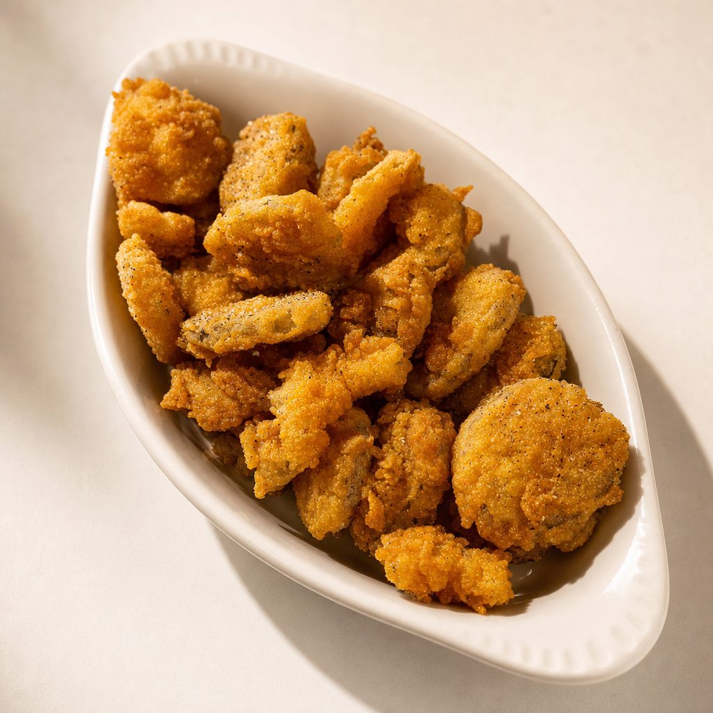 Hand Breaded Pickle Chips.