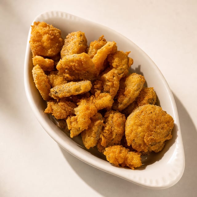 Hand Breaded Pickle Chips.