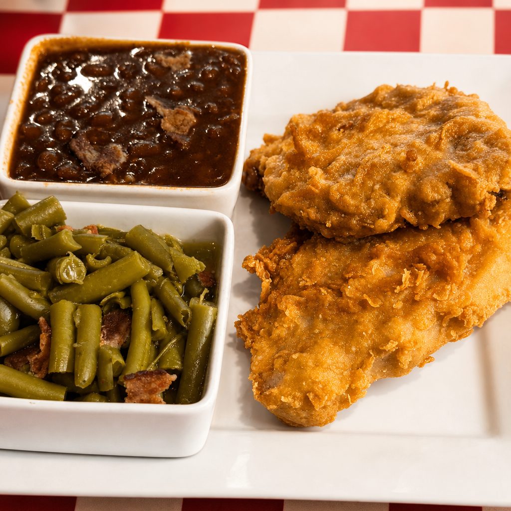 Two Fried Pork Chops (No Bones About It).