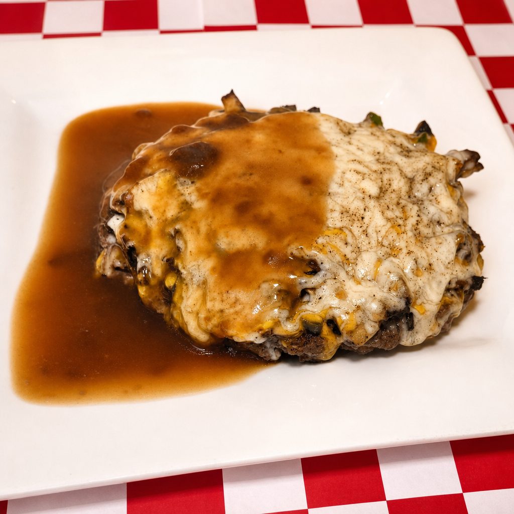 One Pounder Amish Hamburger Steak.