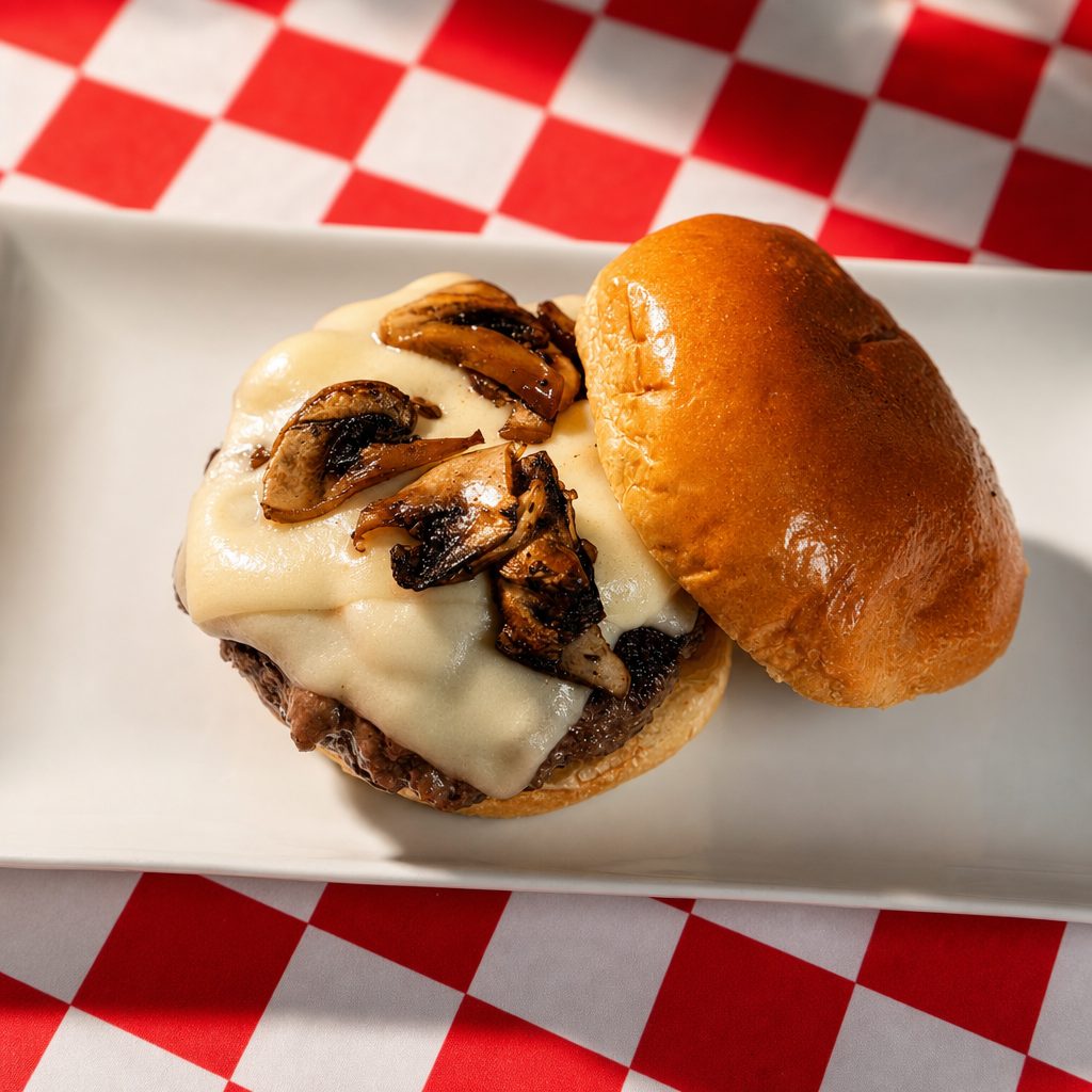 Mushroom Swiss Burger.