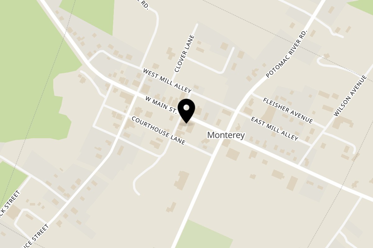 Map showing the location of High's Restaurant on 73 West Main Street in Monterey